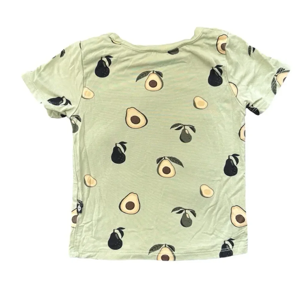 Kyte Girls' Avocado & Butterfly Short-Sleeve Bamboo Tops - Set of 2 Size 12-18 M